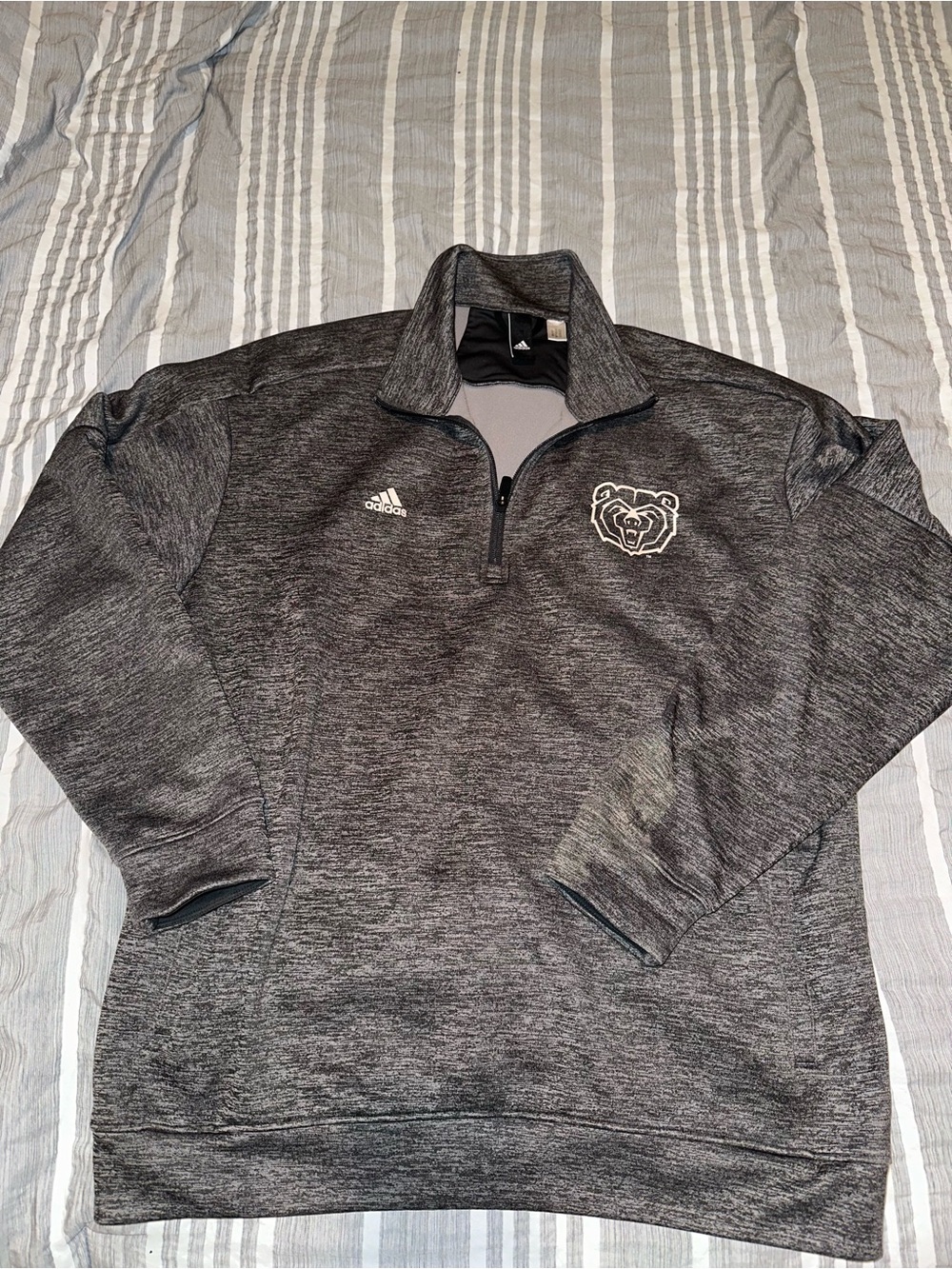 adidas Men’s Dark Heather Gray Quarter-Zip Pullover Sweatshirt